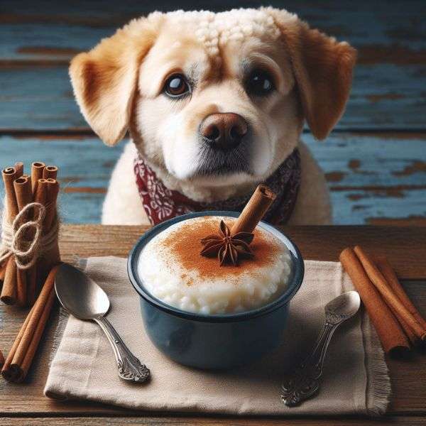 dog nutrition and rice pudding with cinnamon