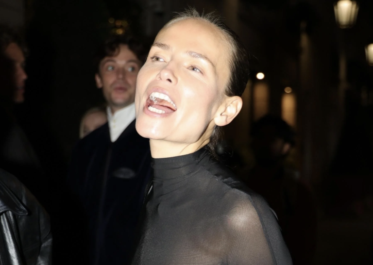 Natasha Poly Stuns in a Sheer Black Dress at Lila Moss’s Birthday Party in Paris