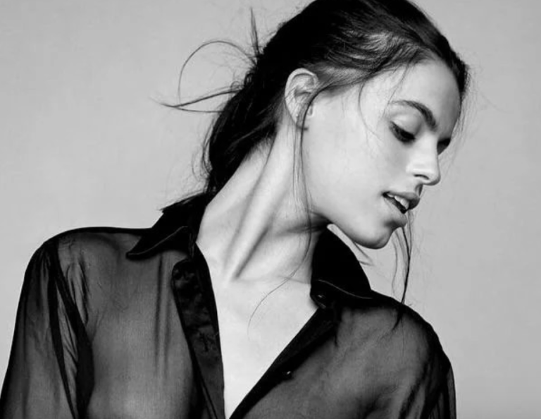 Brooks Nader Turns Heads with Bold Sheer Top in Latest Photoshoot